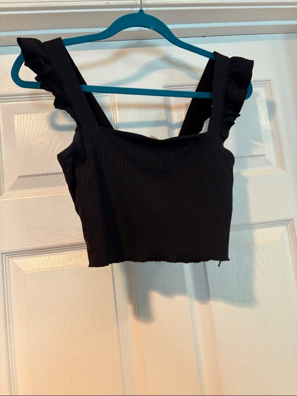 Free People Movement Ribbed Ruffle-Shoulder Crop Top - Picture 3 of 6